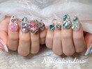 ピンク×ブルーキラキラネイル