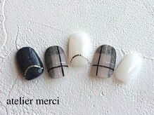 アトリエ メルシー 代々木(atelier merci)/チェック柄ネイル