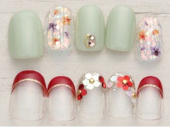 ノーネイル 立川(NO NAIL TACHIKAWA)の写真/*NEW OPEN*選べる定額ネイル【写真】新作2/1～シンプル可愛いフラワーデザインネイル¥4990♪立川駅