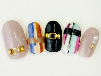 ネイルサロン ドレリッチ 大宮店(drerich)/ラフストライプカラフル