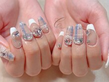 チュエル 池袋(Chuel)/ブルーチェック/フレンチネイル
