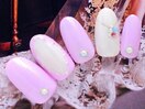 ピンク×ダイヤネイル