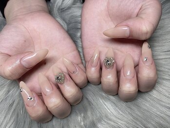 ジェルチップ長さだし　ハート