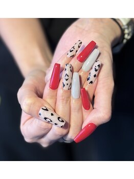 秋ネイル/ヒョウ柄/ラメ