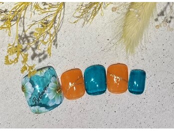 コトコト(COTO COTO)/透明感のあるお花フットネイル