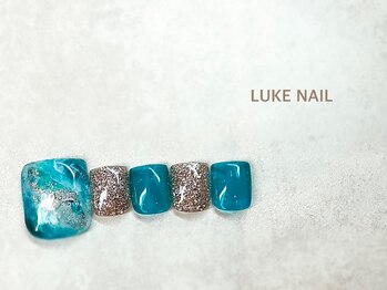 ルークネイル 恵比寿店(LUKE NAIL)/クリア大理石フットネイル　春夏