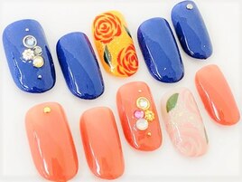 ワンカラー＋お花アート