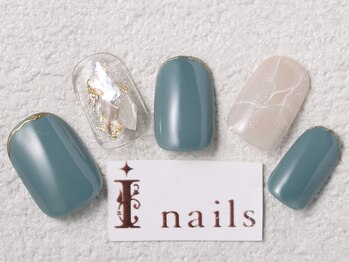 アイネイルズ 梅田店(I nails)/大理石シンプルネイル￥7700