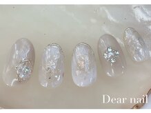 ディア ネイル(Dear nail)/ベージュ×キラキラタイダイ
