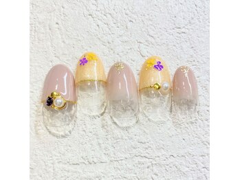 ケージュール(Kjour)/押し花　ベージュ・フレンチ