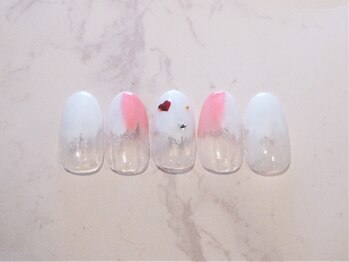 ネイルサロン エムズ(Nail Salon M's)/ピンクの塗りかけバレンタイン風