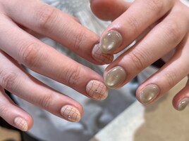 チェックネイル くすみカラー