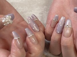 パープル×パールネイル