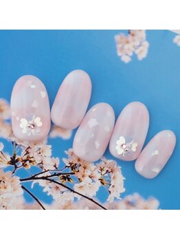 ラ カゼッタ(La casetta)/マーブル桜ホログラムネイル