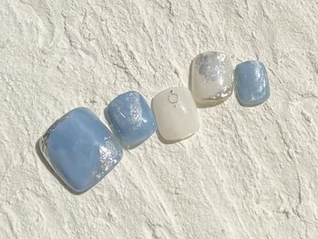 アイネイルズ 池袋店(I-nails)/ブルーシルバーフットネイル