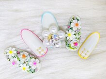 アンジェヴォーグ 名古屋本店(Angevogue)/お花畑ネイル　マカロン囲み