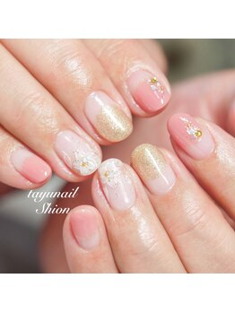 たゆ ネイル(たゆnail)/春のピンク丸フレンチネイル