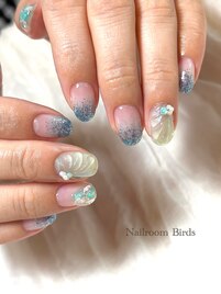 夏グラデーション&シェルネイル