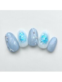 しずく　チークネイル　ブルー