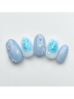 アルセア 上野御徒町店(Alcea)/しずく　チークネイル　ブルー