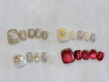 エムデコビューティ(M-DecoBeauty)の写真/≪定額コースあり≫トレンドの人気デザインや季節を感じられるデザインでフットネイルをお楽しみください♪