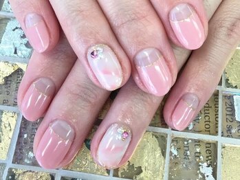 ネイルエルーシェ 立川店(Nail Ercher)/逆フレンチ/大理石/ビジュー