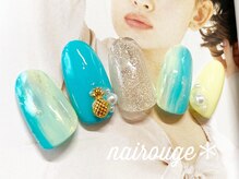 ネイル―ジュ 札幌大通店(nairouge*)/夏♪縦マーブルネイル♪