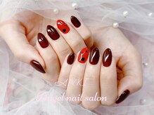 エンジェルネイルサロン(Angel nail salon)/ボルドーワンカラーXハート追加