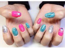 ネイルサロン スール(Soeur)/大理石風アートのシンプルネイル