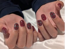 チェック＆星のホロネイル