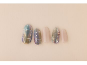 ヴァンネイル みなとみらい馬車道(VINGT NAIL)/*カラフルくすみチェックネイル*