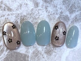 くすみブルー×フラワー【定額】