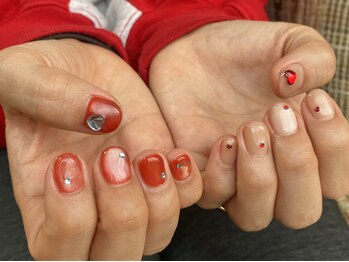 カーティシーネイルズ(curtisii NAILS)/マグネットワンカラーにビジュー