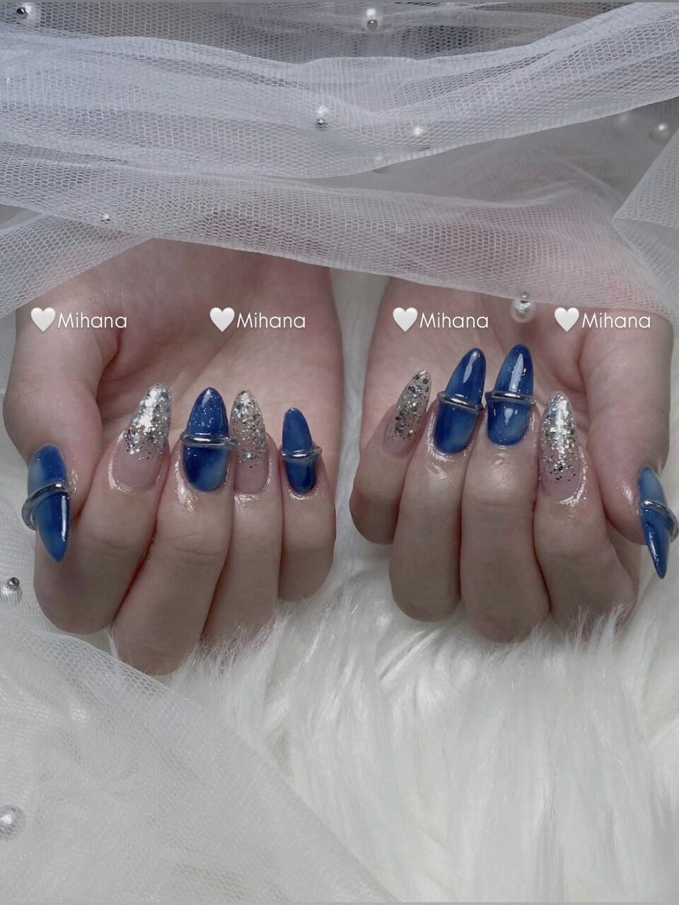 2026年冬トレンド】ネイビー ハンド ロングのネイルデザイン集｜人気順