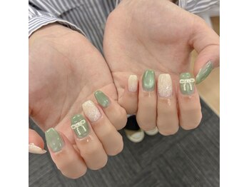 デュリブリンクネイル 高田馬場(Duli blink nails)/くすみグリーンxレース