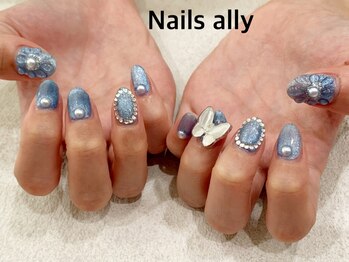 ネイルズアリー 立川店(Nails ally)/バタフライ×お花×マグネット