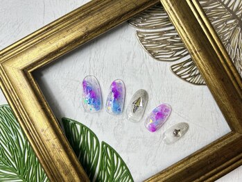 グラデーション　水彩ネイル