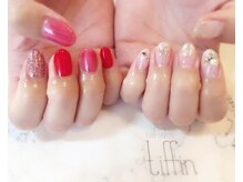 ネイルサロン ティフィン(tiffin)/赤系でまとめて可愛く