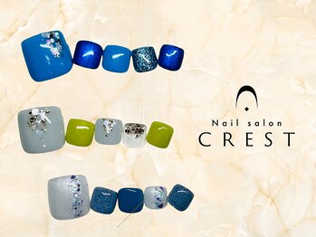 クレスト(CREST)の写真/【フットネイルはCREST☆】こだわりのある豊富なデザインで足元を華やかに♪日常を彩るフットネイル♪¥6250