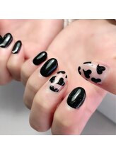 ミント(Mint.)/黒ハート◇ジェルネイル