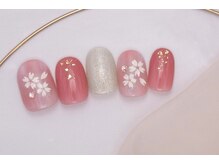 ネイルサロンprish銀座4丁目店【マグネット&フットネイル定額サロン】/6000円　桜ネイル　タイダイ