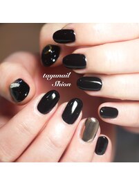 ミラーブラックワンカラーネイル