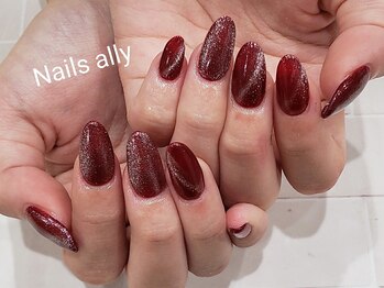 ネイルズアリー 立川店(Nails ally)/マグネットジェル×レッド