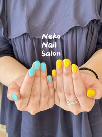 ワンカラー　水色　黄色