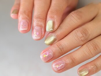 グロスネイル(gloss nail)/シェラック/お花ネイル