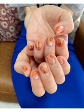 ユージューネイルルーム(UJU nail room)/赤カラーマーブル