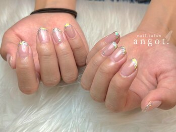 アンガット(angot.)/オーロラガラスフレンチネイル