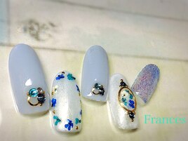 押し花ブルーネイル