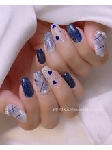 モナールアンド(MONNAL&)/BLUEチェック柄ネイル