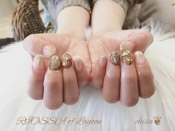 リオッサ オブ ラグーン(RIOSSA of Lagoon)/カフェラテxマグxお花ネイル